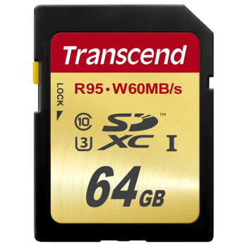 创见（Transcend）SDXC UHS-I U3 64G 高速存储卡 读95M/s 写60M/s