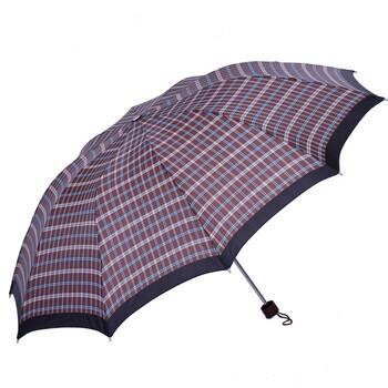 红叶Redleaf三折大伞面晴雨伞男格3300019褐白格