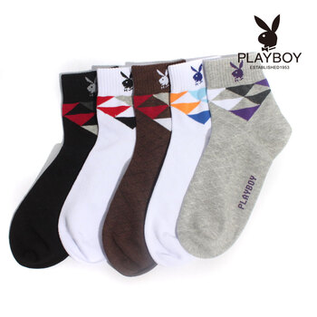 PLAYBOY 花花公子 精梳棉运动男袜1065 5双装（颜色随机） 混色 均码