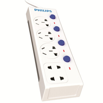飞利浦（Philips） SPS1520C/93 新国际 一体芯结构过载保护五位分控插座 1.8米 白色