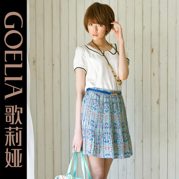 歌莉娅GOELIA 2012夏季新款 压褶A型半身裙26E2A23 花色 M
