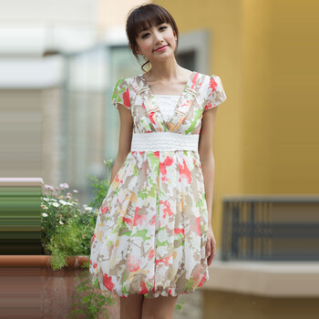 妮蕾迪 2012夏新款优雅甜美亮钻钉珠装饰修身连衣裙1207 橘咖 XL