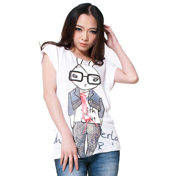 Basic House 百家好 夏装 女款时尚卡通T恤HLTS327I 紫色 165/68A/L