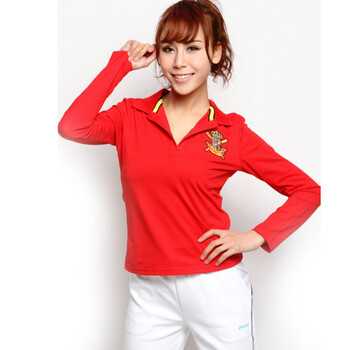 IROCK艾锐克女polo领长袖T恤 1811232 红色 XXL