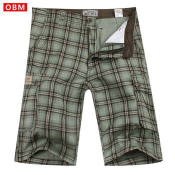 OBM2012夏装新款男士休闲韩版修身百搭格子短裤DK066 白色 36