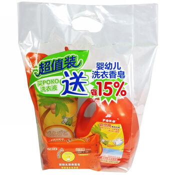POKO婴幼儿植物洗衣液超值装(洗衣液1000ml+补充装1000ml+送洗衣香皂140g)