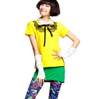 七格格 OTHERMIX 2012夏装新款女装 休闲圆领 短袖T恤 22A1221 黄色 XL