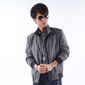 F-DRAGON特色龙 男士新品时尚经典个性格子薄茄克外套 FKE0131 灰色 185/100A（54）