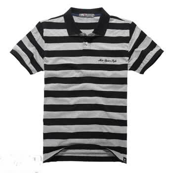 MIX2 夏季新品英伦风条纹多色翻领polo衫短袖L22T97C1 黑色 XXL