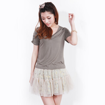 SHOPING PLAN 2012夏装新款女装韩版大码弹力修身显瘦V领短袖T恤 20003 军绿色 L