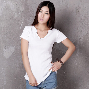 韩都衣舍 韩国2012夏装新款女装T恤纯色中长款短袖T恤FP2003 白色 M