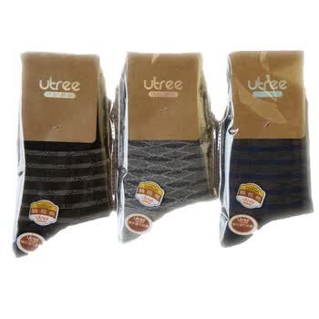 Utree 约晴 男袜 碎花条纹 精梳棉 商务袜子 6随机