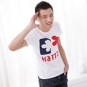 AMH 韩国2012男装夏装新款韩版几何印花短袖T恤NZ2030 白色 XL