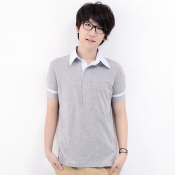AMH 韩国2012夏装新款男士韩版衬衫领短袖T恤OJ2039 灰色 XL