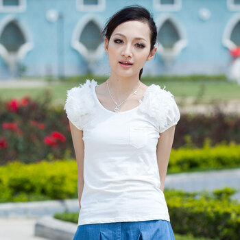 特尚莱菲 2012夏装新品日韩风女款修身圆领短袖T恤MYL913 白色 均码