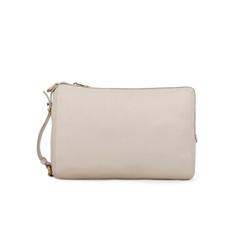 喆代仁LE DECADE Wooster Large Leather Print Large Clutch新款大力纹真皮手提斜挎包 220104-01 米白色 手