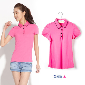 cuteway夏季新品 女款净色衫 712612002 荧光玫 XL