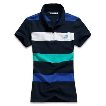 MBSKY蓝色天空女款粗条纹情侣POLO0112190 夜紫 XL