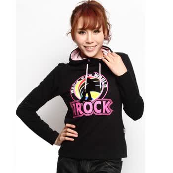 IROCK艾锐克女连帽长T恤 5810204 黑色 XXL
