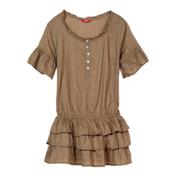 以纯 夏季新品 女装短袖衬衫 12226501 绿色 XL