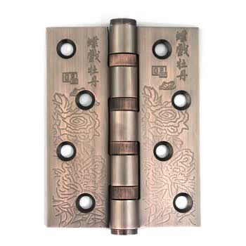 德曼 蝶戏牡丹印花红古铜色合页4×3吋 厚3mm 限两片起售