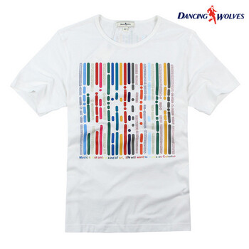 dancingwolves与狼共舞 夏季白色纯棉时尚休闲T恤21DW6811 606浅黄 185/100A