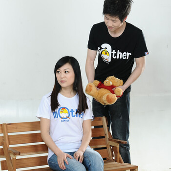 动力宝 2012夏装新款 时尚圆领 卡通短袖T恤B12076 妈妈白色 160