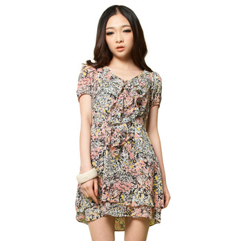Basic House 百家好 夏装 韩版女式两件套连衣裙 HLOP322M 粉色 160/66A/M