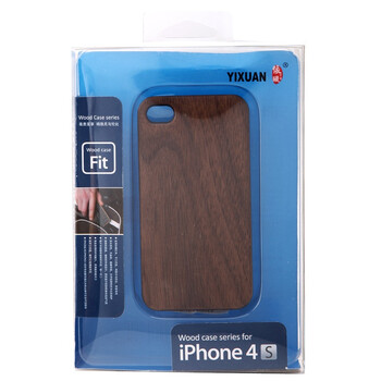 依璇 HHT 苹果 iphone4/4s 手机保护壳/保护套 黑胡桃实木+黑色塑胶边框 黑色