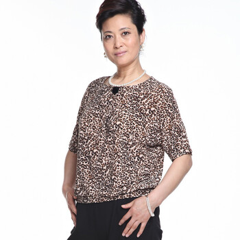 福兆 2012新款夏季正品妈妈装中年T恤 G4665 棕豹纹 5XL
