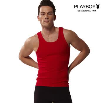PLAYBOY 花花公子 男士纯色全棉夏季运动休闲基础打底背心7119 白色 XXXL
