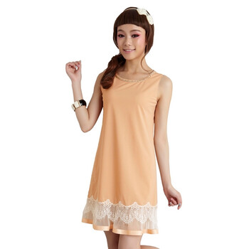 蒂蒂卡娜/TT.COLOR 2012新款夏装无袖连衣裙 甜美糖果色蕾丝边背心裙 S185 粉橙 L