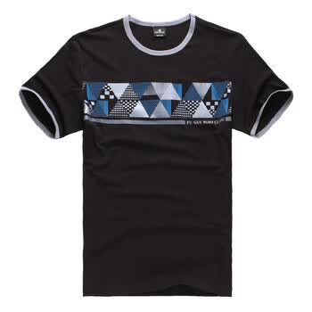 富贵鸟 男装 夏季新款生活休闲短袖圆领T恤51722163 黑色01 190(XXXXL)