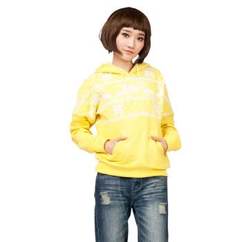 Yoohere若禾 休闲外套薄款长袖卡通可爱带帽卫衣YH12AY063 黄色 L