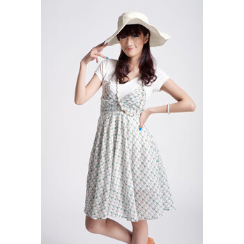 T.EN 天恩 夏季新品 丝棉两件套连衣裙 吊带全棉连衣裙 0102L715V 红花/1E L/40