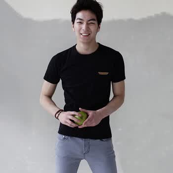 时尚起义 韩国多色口袋补丁T恤 男585806 黑色 L