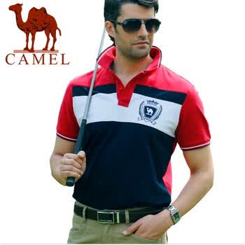 CAMEL/骆驼 2012夏装新款商务休闲男士休闲短袖T恤 017316 红蓝 XXL