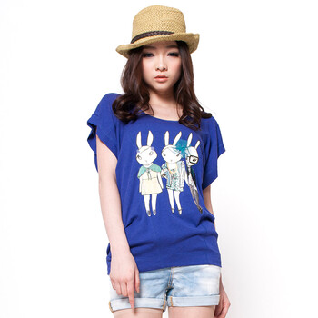 Basic House 百家好夏装 兔子图案休闲T恤HLTS326J 米色 165/68A/L