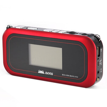 奥尼（aoni）插卡音箱 S450 双模供电/FM/AUX/USB/TF卡/手电/大按键大音量/屏显 可乐红色