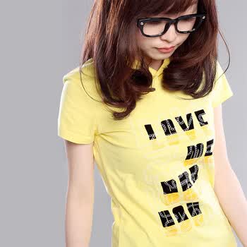 约晴 Utree 女士 纯棉 字母TT T-shirt 黄色 XL