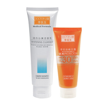 李医生 润白沁爽洁面乳 130g+李氏防晒日霜 SPF30 PA+++ (绿色）80g 防晒隔离 清凉舒爽