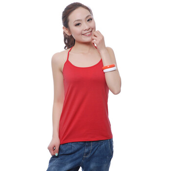 依莉莲 夏天外穿性感露背打底背心女纯棉 吊带衫系脖背心 多颜色8101 西瓜红 均码