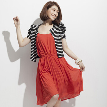 麦考林EUROMODA 女装 热卖靓丽吊带连衣裙 F124441 红色02 XL