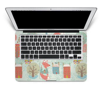 SkinAT 苹果笔记本MacBook手托保护贴膜 不含键盘 3M材料 粉绿狐狸 Pro 15 (Retina)
