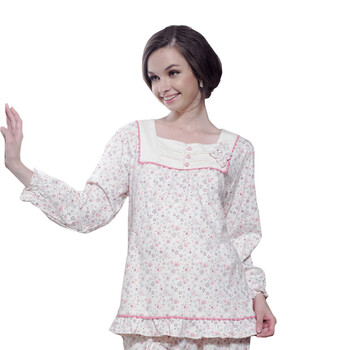雅孕 2011秋冬新款 家居服 小碎花孕妇哺乳套装 D517 黄色 XL