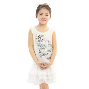 朵拉米拉 <em>女童</em> 卡通<em>雪纺连衣裙</em>中大童公主长裙
