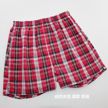 C.CTN 纯棉水洗加长男士阿罗裤 男家居裤短睡裤 平角内裤 20120528W184 格子 XL