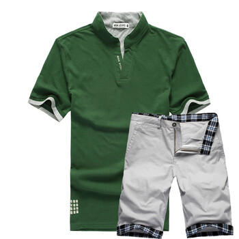 维杰斯WINJEANS 2012新款潮男时尚夏日套装（五分裤+立领POLO衫）14组可选 军绿色 XXL+XXL/36