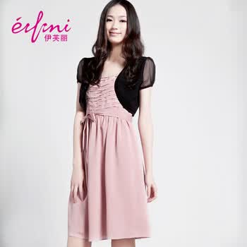 伊芙丽 2012夏季新品百搭小披肩真丝雪纺袖小坎肩1133656 黑色 XL