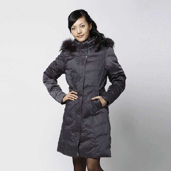 雅鹿 貉子毛领女中长款羽绒服 ^@^YBC2720 灰色 165/L